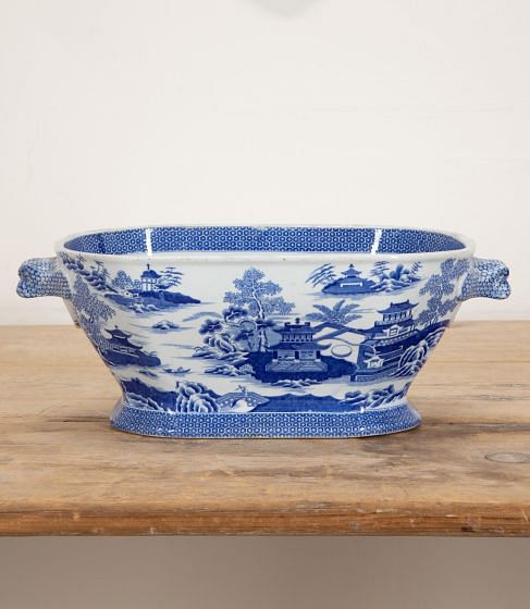 19th Century English Spode Willow Pattern Blue and White Jardiniere