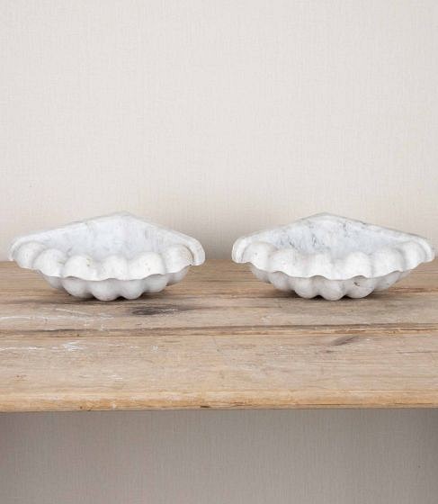 Pair of 20th Century Italian Carrera Marble Stoup