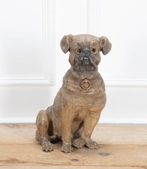 19th Century Life Size Pottery Pug
