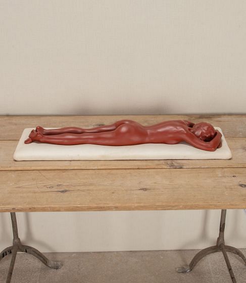 20th Century English Art Deco Terracotta Sculpture of a Reclining Female