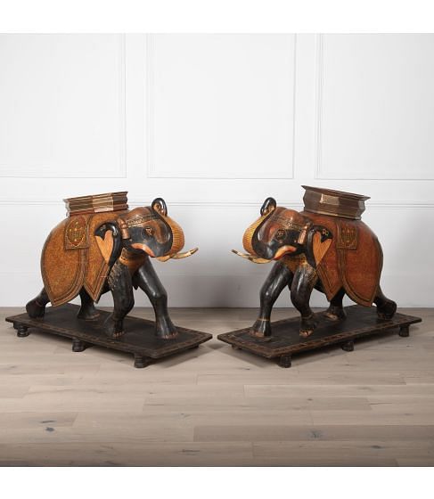 Pair of Large 19th Century Decorative Elephants
