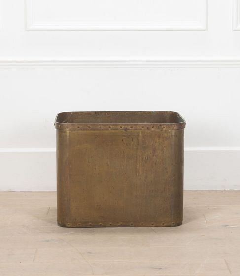 Large 19th Century Rectangular Brass Log Bin