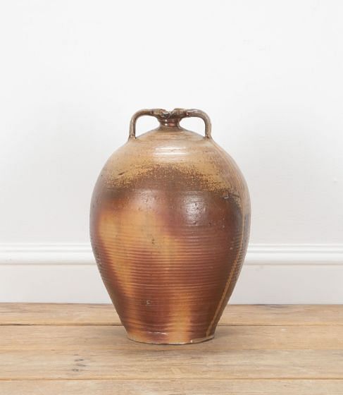 Large Twin Handled Stoneware Oil Storage Pot