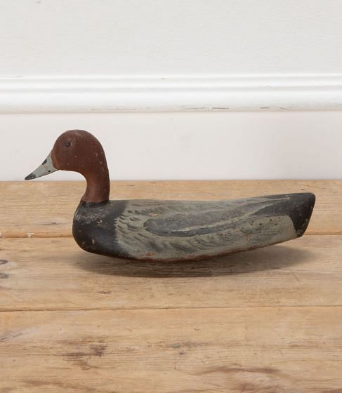 French 20th Century Carved Wooden Decoy Duck