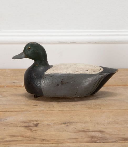 French 20th Century Carved Wooden Decoy Duck