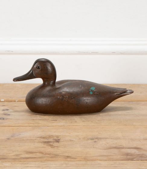 French 20th Century Carved Wooden Decoy Duck