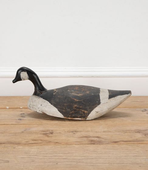 Large French 20th Century Decorative Carved Wooden Decoy Duck