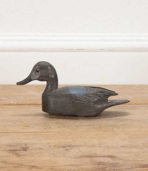 Small French 20th Century Carved Wooden Decoy Duck