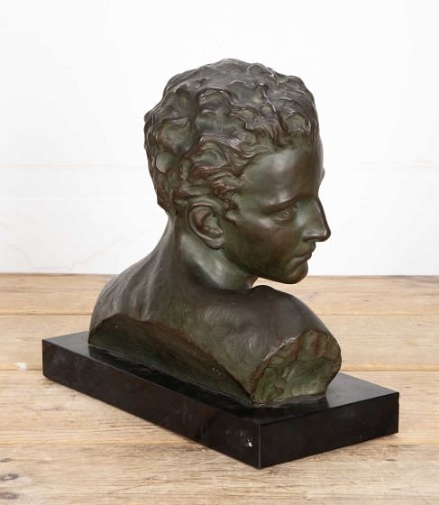 20th Century French Terracotta Bust of a Young Man by J Dommisse