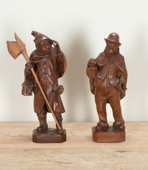 Pair of Early 20th Century French Carved Wooden Figures