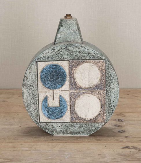 Large 20th Century English Troika Pottery Wheel Shaped Lamp Base