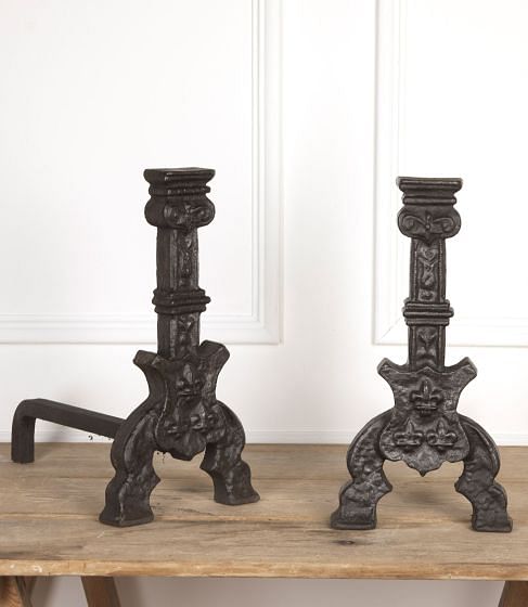 20th Century Pair of English Cast Iron Fire Dogs