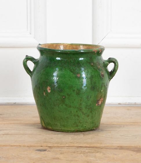 19th Century French Green Glazed Confit Jar