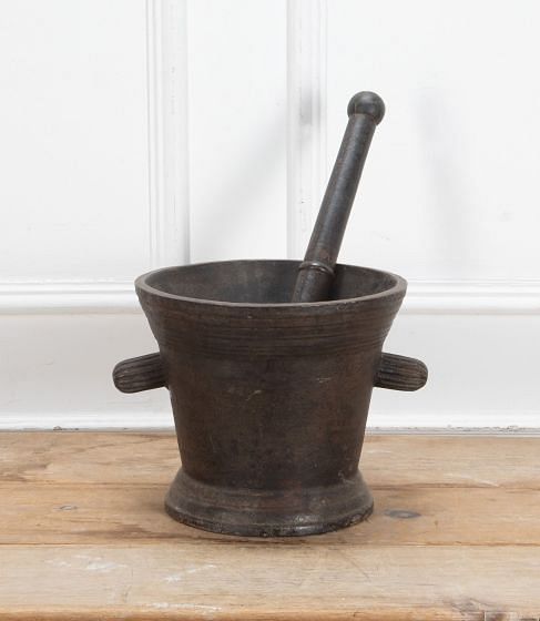 18th Century Iron Pestle and Mortar