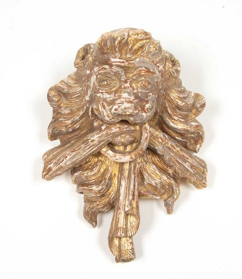 18th Century Italian Gilded Lion Mask Wall Hanging
