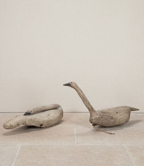 Pair of 19th Century Carved Wooden Goose Decoys