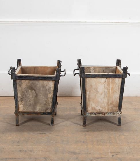 Pair of 19th Century French Wood and Iron Planters