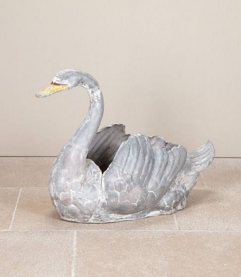 19th Century French Zinc Swan Planter