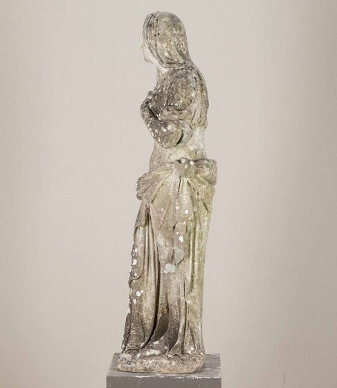 Large Early 19th Century Carved Marble Garden Figure of a Vestal
