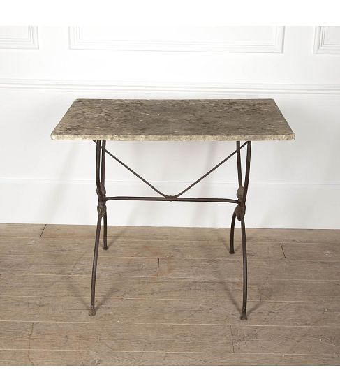 19th Century French Charles X Iron and Marble Garden Table