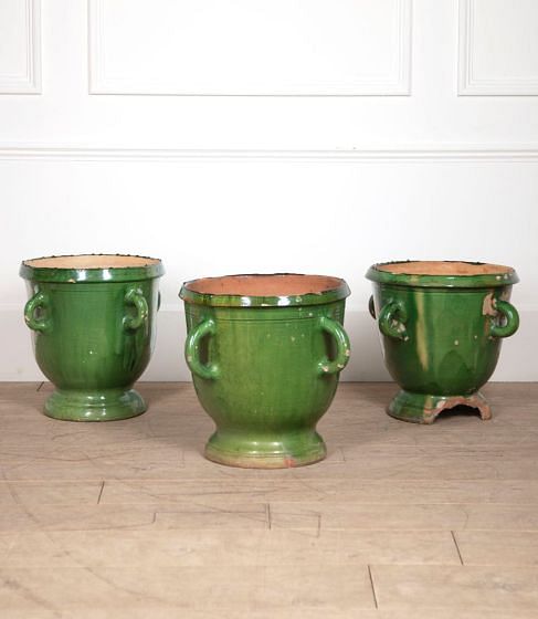 Set of Three Large 19th Century French Castelnaudary Planters