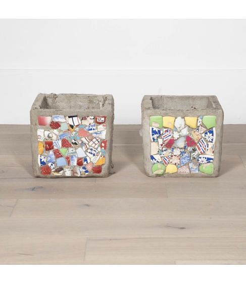 Pair of 20th Century French Picassiette Planters
