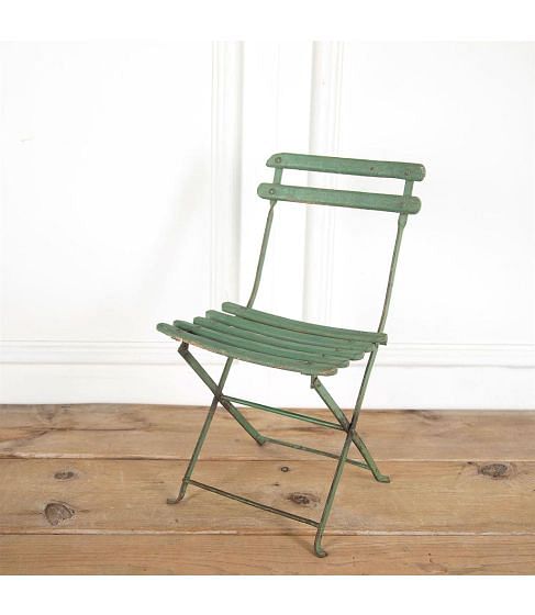 20th Century French Child's Folding Green Painted Iron Chair