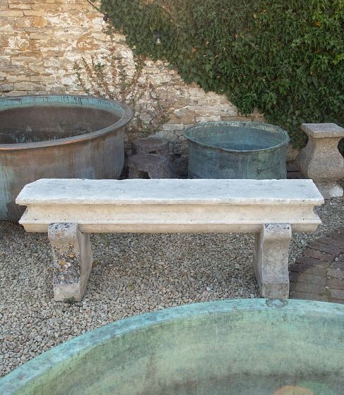 19th Century French Caen Stone Cradle Bench