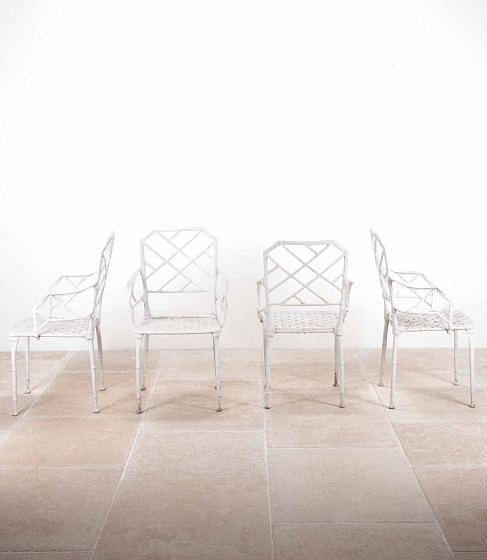 Set of Four Early 20th Century Painted White Aluminium Garden Chairs