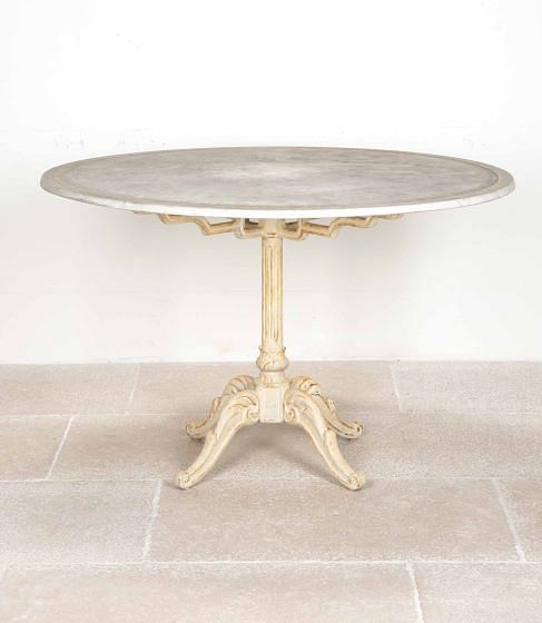 19th Century French Cast Iron and Marble Round Table
