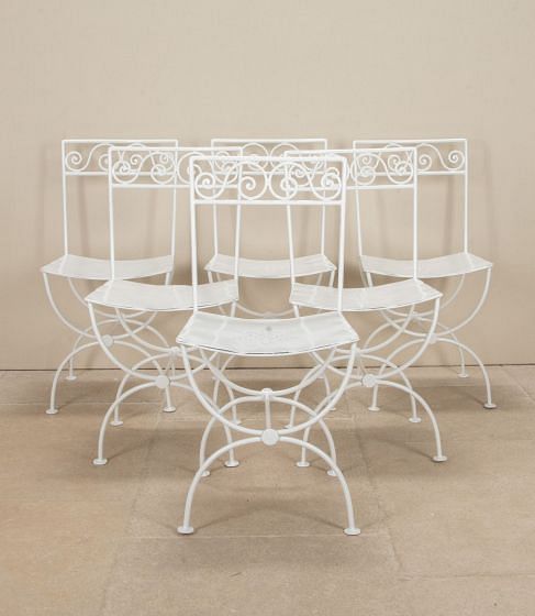 Set of Six 20th Century French Refurbished Garden Chairs
