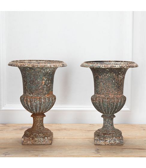 Pair of 19th Century French Iron Urns