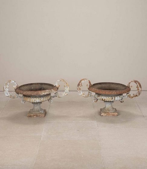 Pair of 19th Century Italian Cast Iron Urns