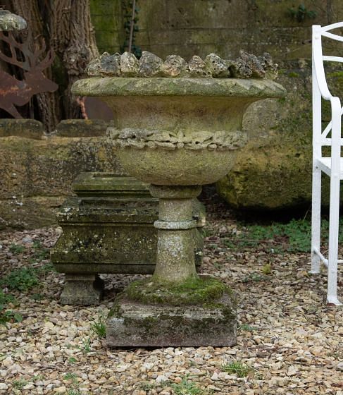 Late 19th Century Carved Stone Urn of Campana Form
