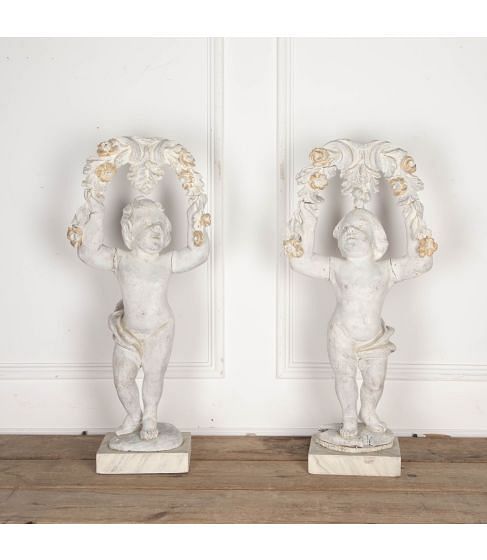 Pair of 18th Century Hand Carved Provençal Figures