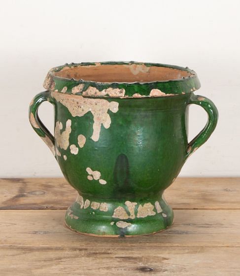19th Century Castelnaudary Green Glaze Terracotta Planter