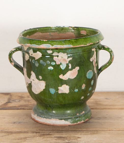 19th Century Castelnaudary Green Glaze Terracotta Planter