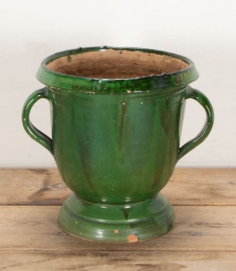 19th Century Castelnaudary Green Glaze Terracotta Planter