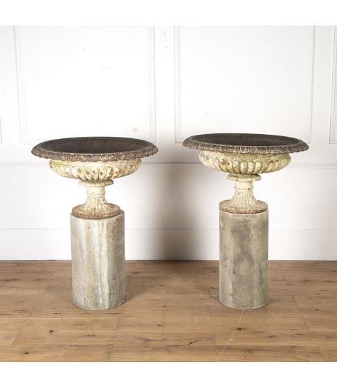 Pair of 19th Century English Cast Iron Urns