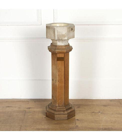 Marble Font Fitted to a Hexagonal Plinth