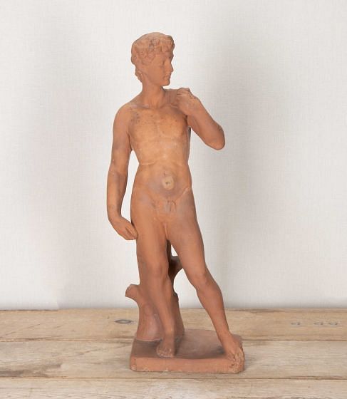 20th Century Neo-Classical Terracotta Statue of David