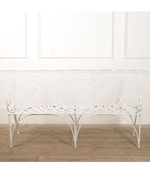 19th Century French White Iron Garden Seat