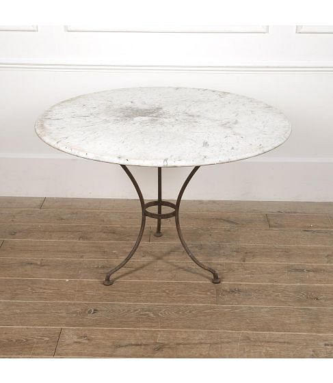 19th Century French Napoleon III Marble and Iron Garden Gueridon
