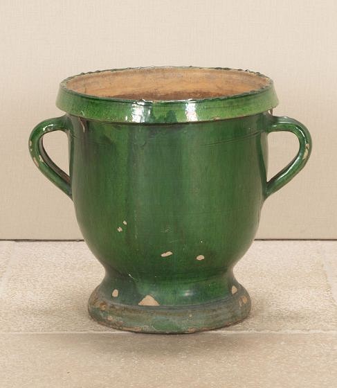 19th Century French Caslelnaudary Glazed Green Pot