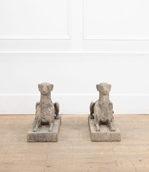 Pair of 20th Century Composite Stone Whippets