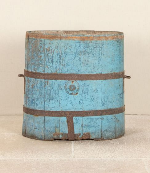 19th Century Victorian Blue Painted Oak Barrel