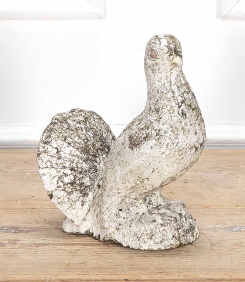 20th Century English Reconstituted Stone Fan Tailed Dove