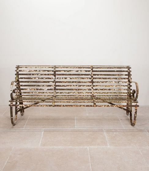 19th Century English Estate Made Strapwork Garden Bench