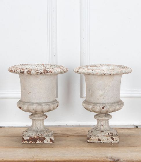 Pair of 19th Century French Cast Iron Urns