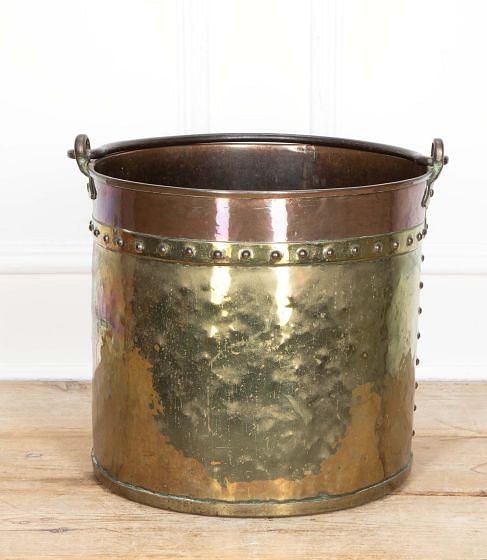 Large 19th Century Copper and Brass Riveted Log Bin